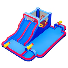 Costway - Inflatable Water Slide Park Kids Bounce House Splash Pool without Blower - Multicolor