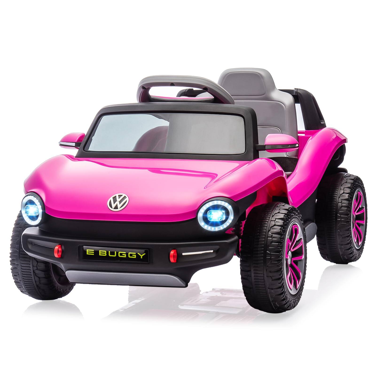 GARVEE - 12V Licensed Volkswagen Beetle Ride-On Car for Kids, Electric Vehicle 4-Wheeler Toy with Remote Control, Lights, Music - Pink