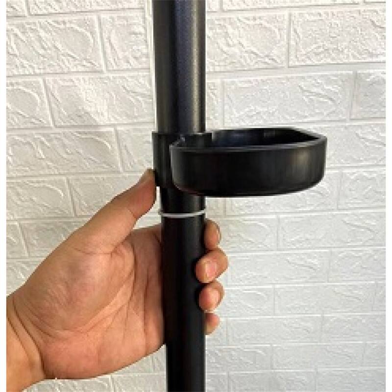 Alt View 5. ALEXOUN - Adjustable Laundry Pole Drying Coat Rack - DIY Floor-to-Ceiling Tension Rod with Trays, Indoor/Balcony Coat & Storage - Black.