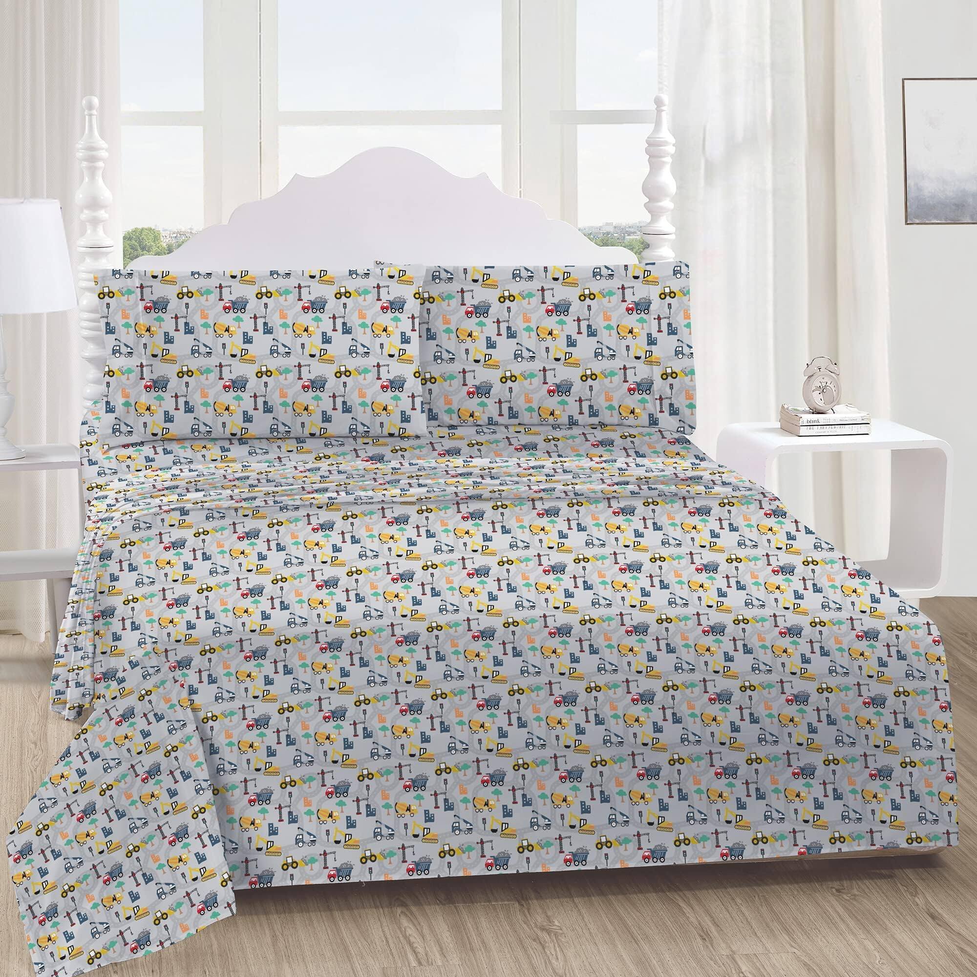 Alt View 3. Skar Audio - Bed Sheet Set For Size Microfiber Fitted Breathable & Silky Soft Feeling 3 Excavator Excavator Design The - Purple Unicorn Full.