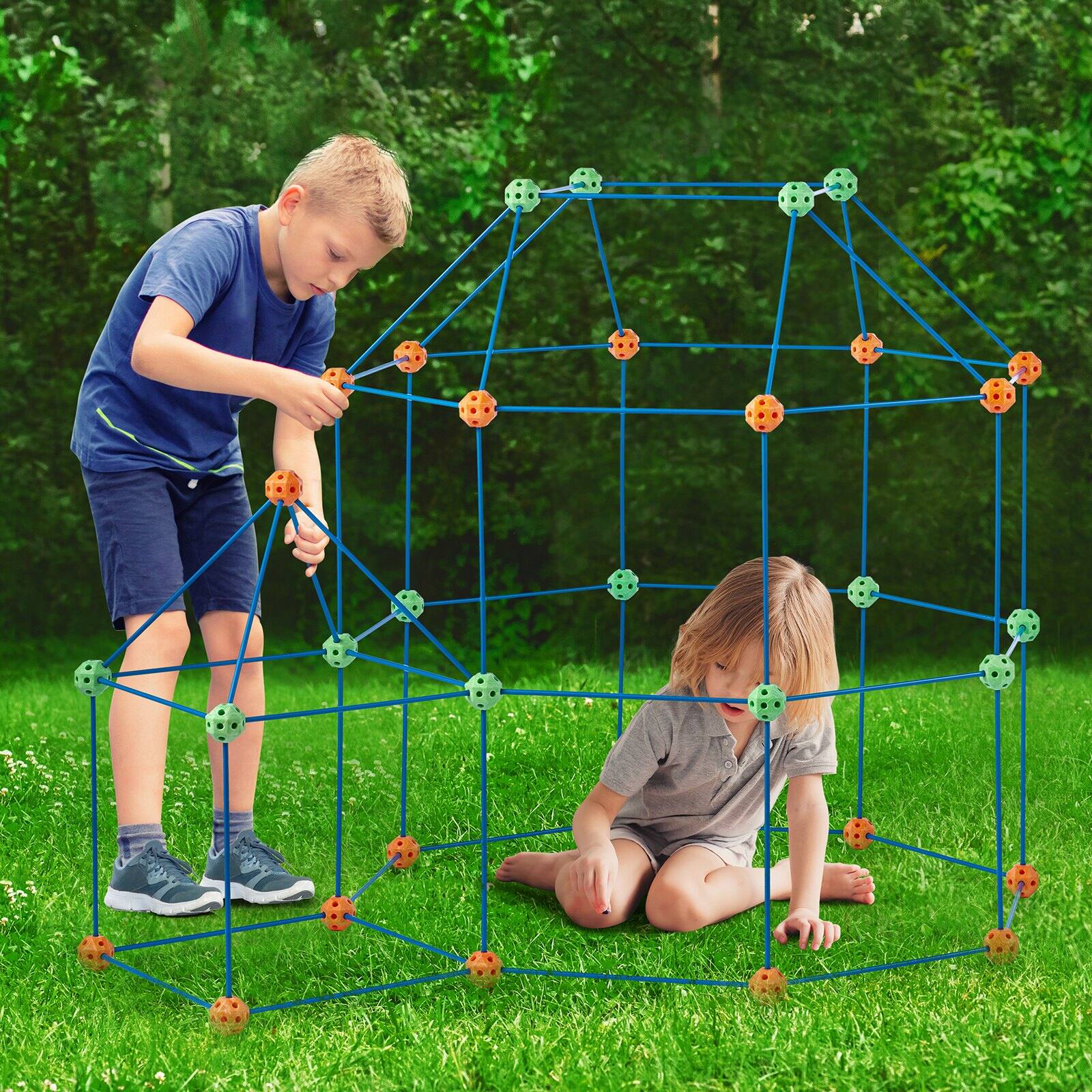 Alt View 1. Glintex - STEM Tent Fort Building Kit for Kids 180PCS Construction Toy Set Creative Indoor Outdoor Play Learning Fun.