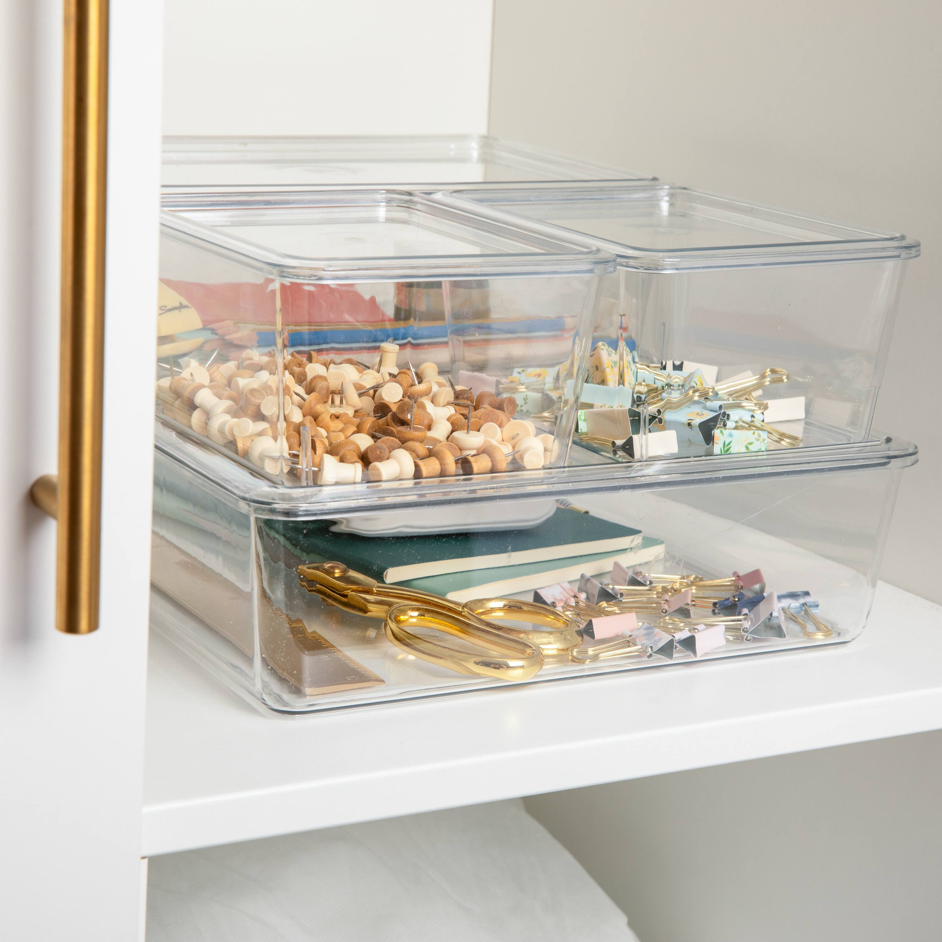 Alt View 13. Martha Stewart - Brody Premium Clear Plastic Storage Bins with Lids-2-SM/1-MED/1-LG - Clear.
