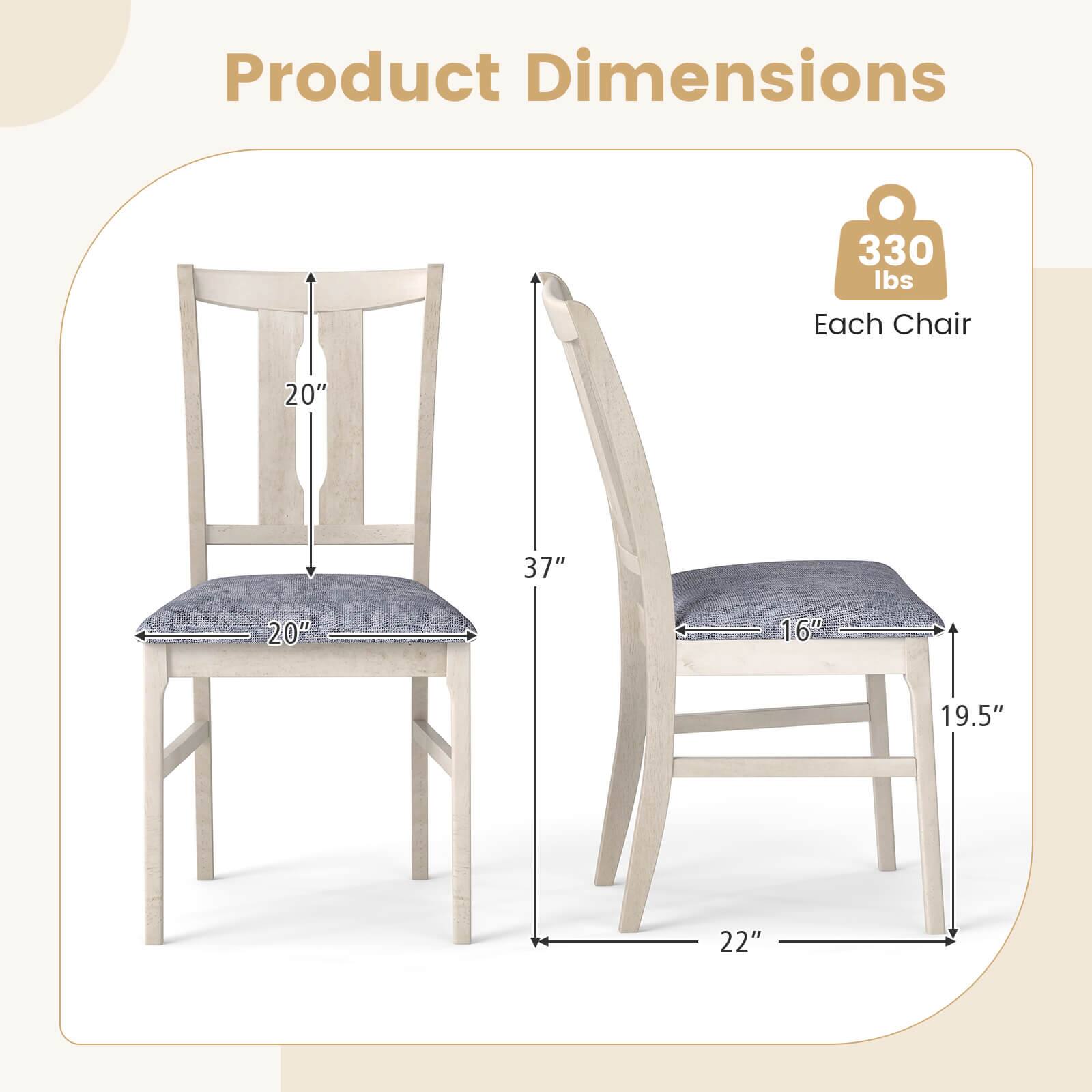 Product Dimensions: 330 lbs Each Chair  
20" x 37" x 20" x 16" x 19.5" x 22"