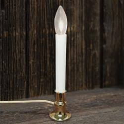 Angle. BreeBe - White Electric Candle Lamp on Brass Base 7" - White, Brass.