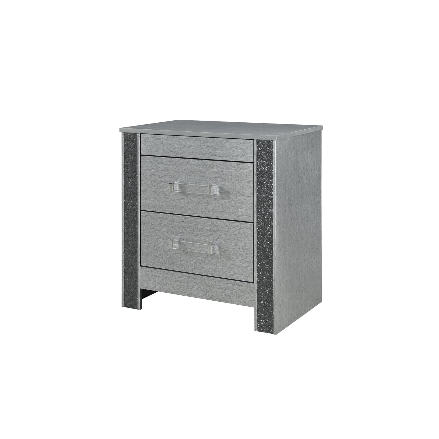 Angle. Global Furniture USA - Logan Silver Nightstand - SILVER.