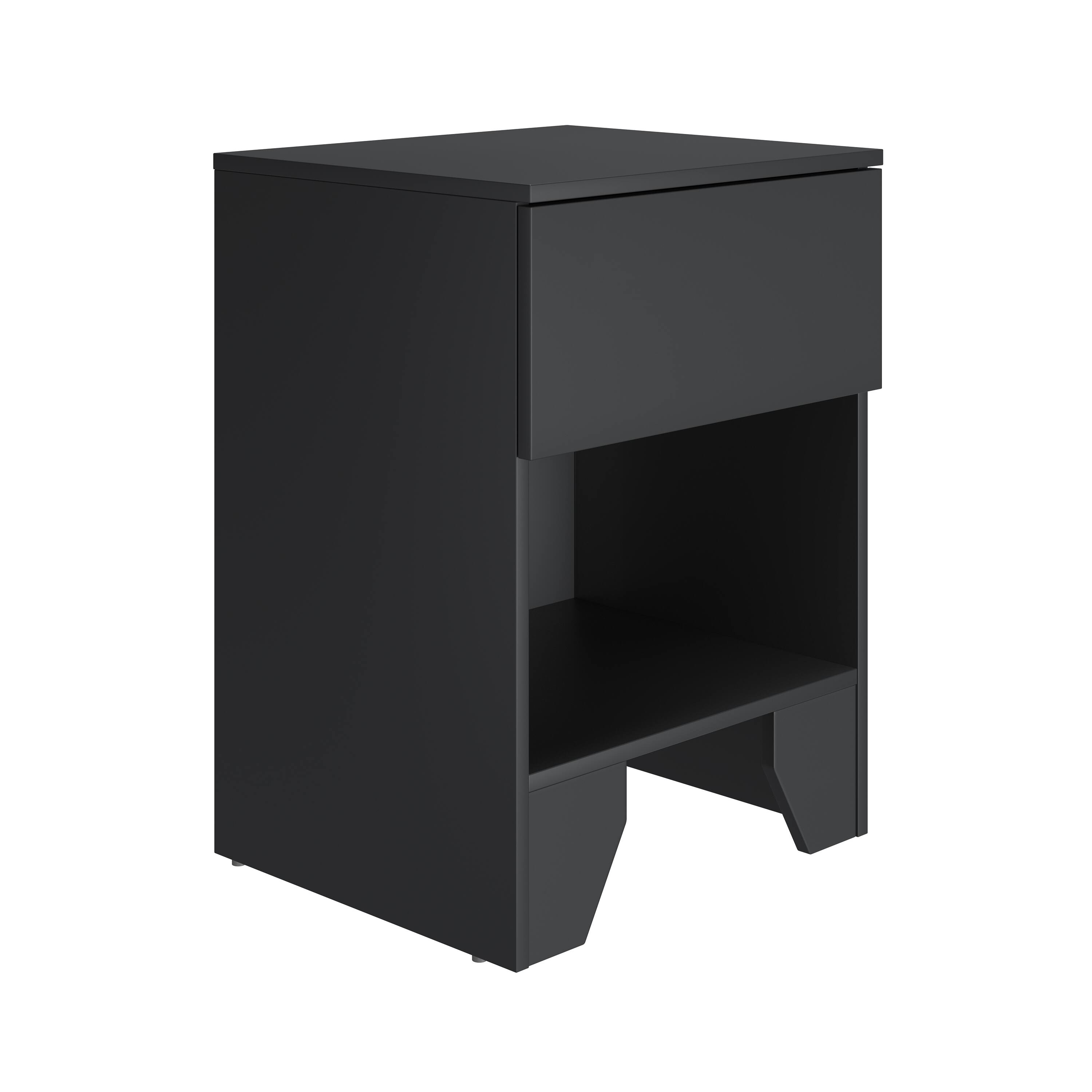 Alt View 1. Boyd Sleep - Anzio One Drawer Modern Nightstand - Black.