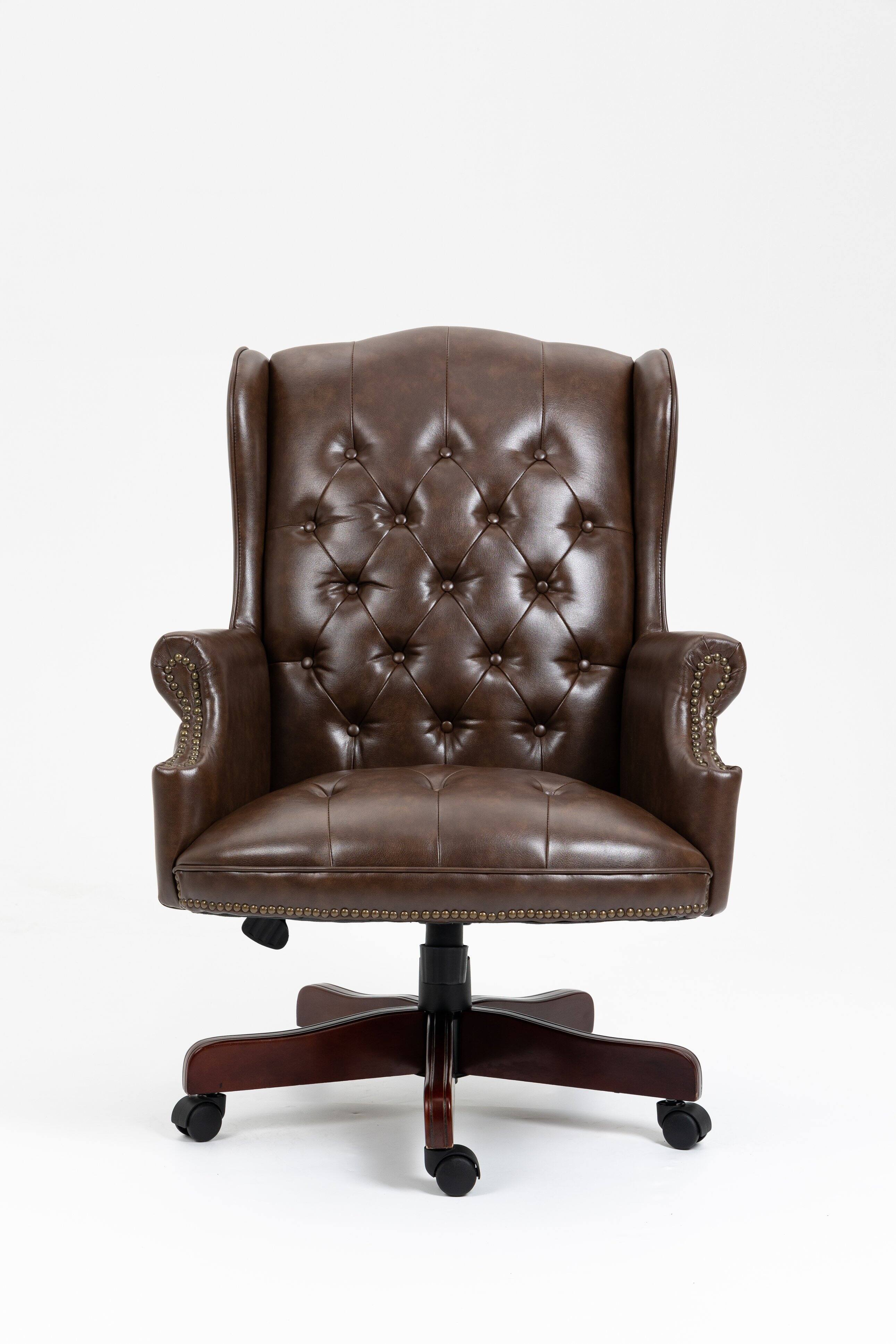 Alt View 4. APRILSOUL - Executive Office Chair High Back Recline PU Leather Brown Rolling - Brown.