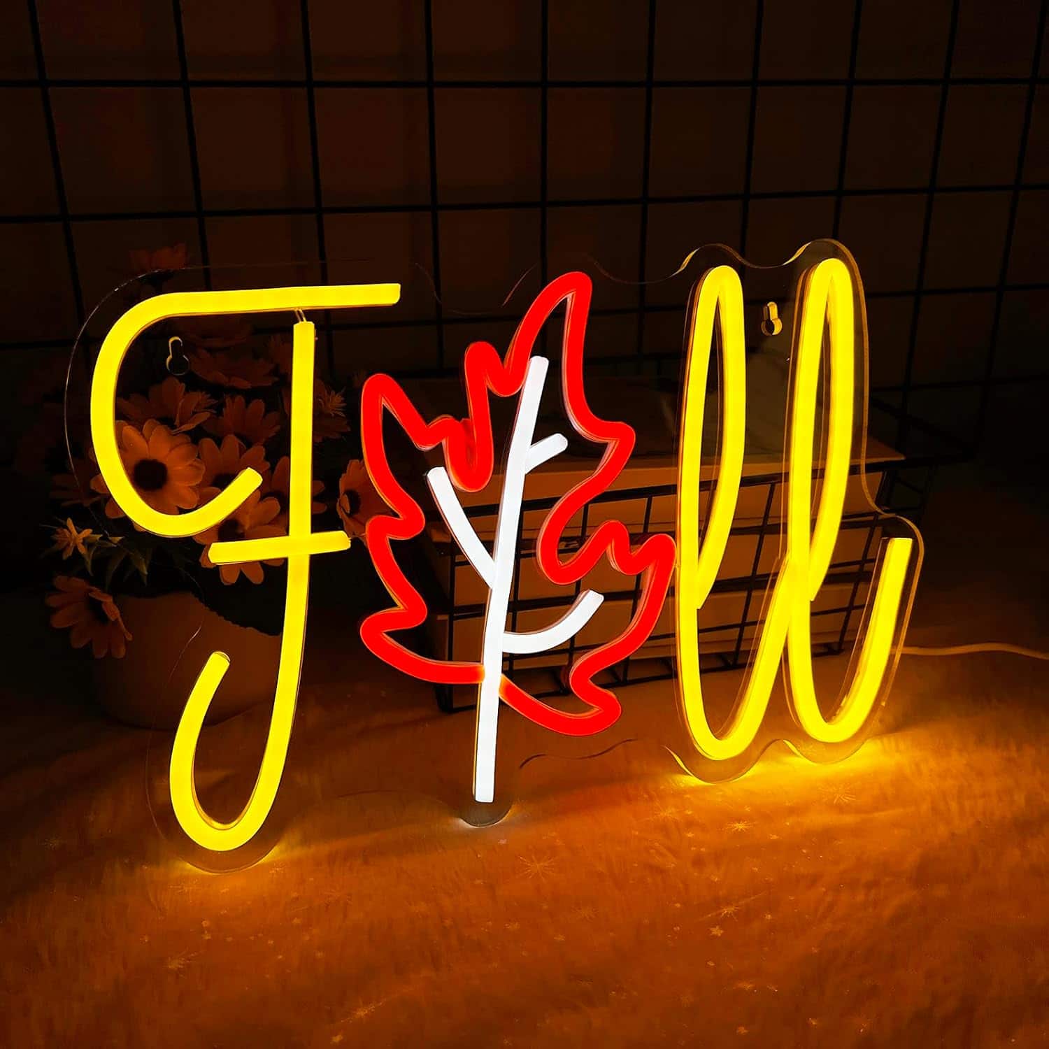 Auledio - Thanksgiving Fall Neon Sign, Dimmable Autumn Maple Leaf LED Neon Sign for Wall Decor, USB Powered Thanksgiving - Multicolor