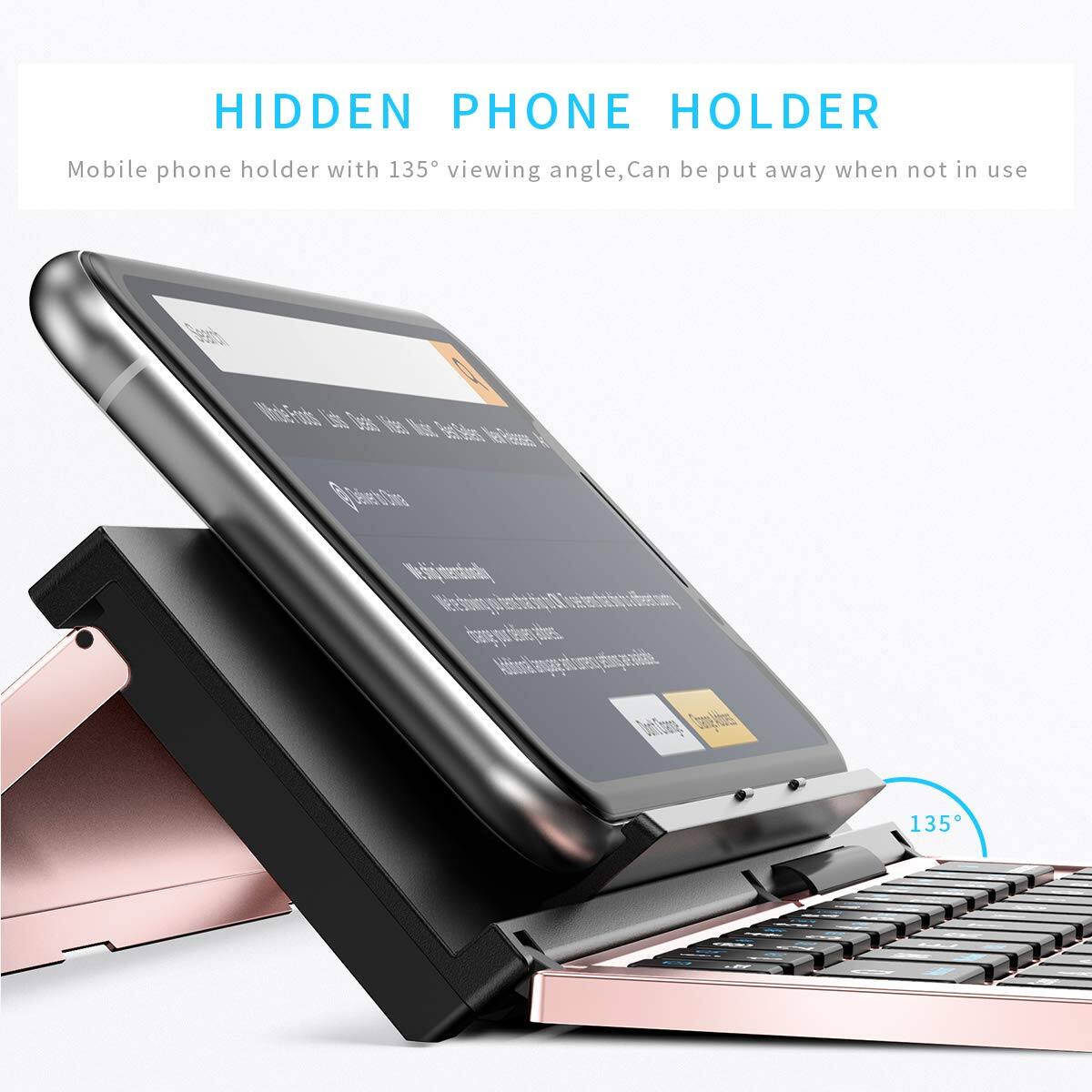 HIDDEN PHONE HOLDER  
Mobile phone holder with 135° viewing angle, Can be put away when not in use