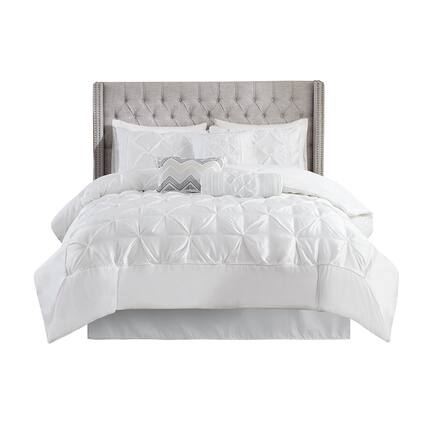 Front. Gracie Mills - Gracie Mills Shelby 7-Piece Padded Comforter Set - White.