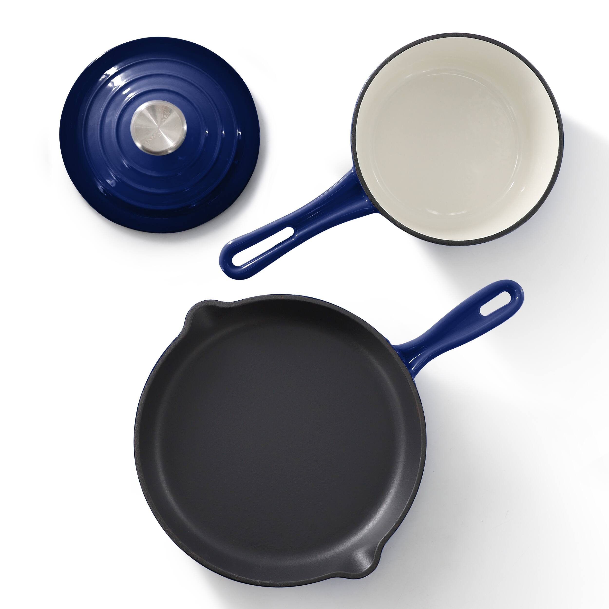 Alt View 2. MegaChef - MegaChef 7 Piece Enameled Cast Iron Cookware Set in Blue - Blue.