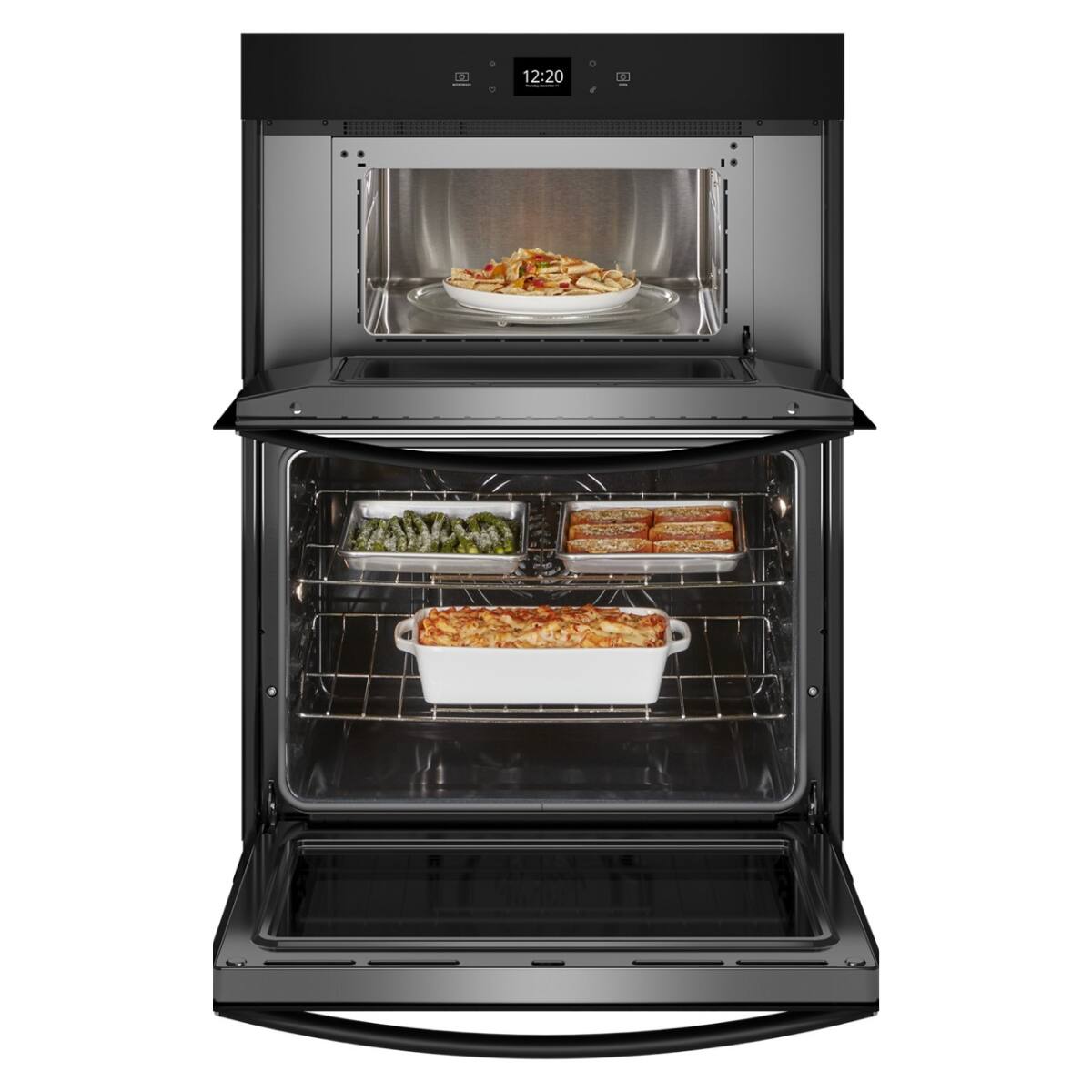 Angle. Whirlpool - Whirlpool - 6.4 Total Cu. Ft. Combo Wall Oven with Air Fry When Connected .- Black - Black.