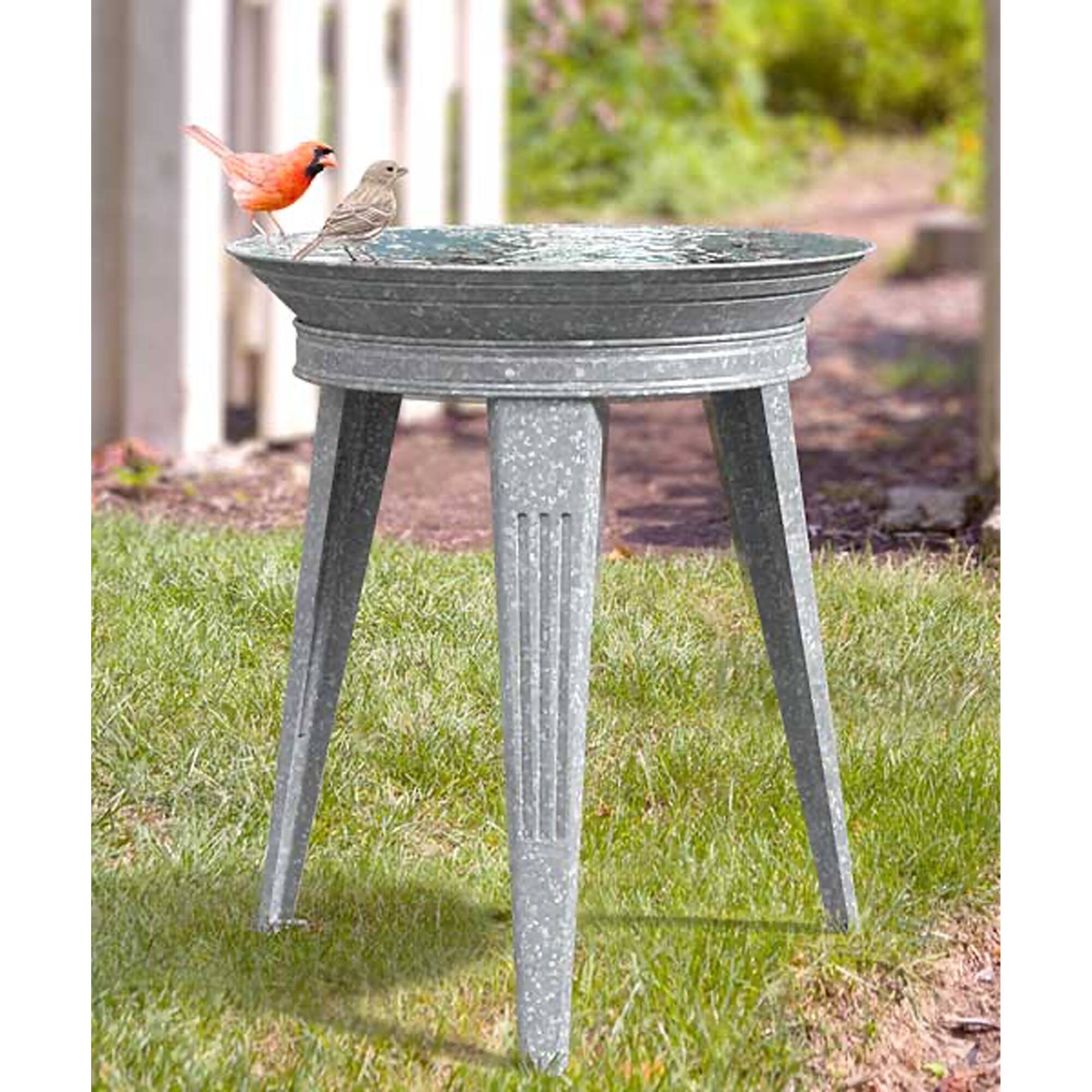 Alt View 10. Panacea - Panacea 82930 Galvanized Vintage Style Metal Bird Bath and Pedestal Stand, Gray - Gray.