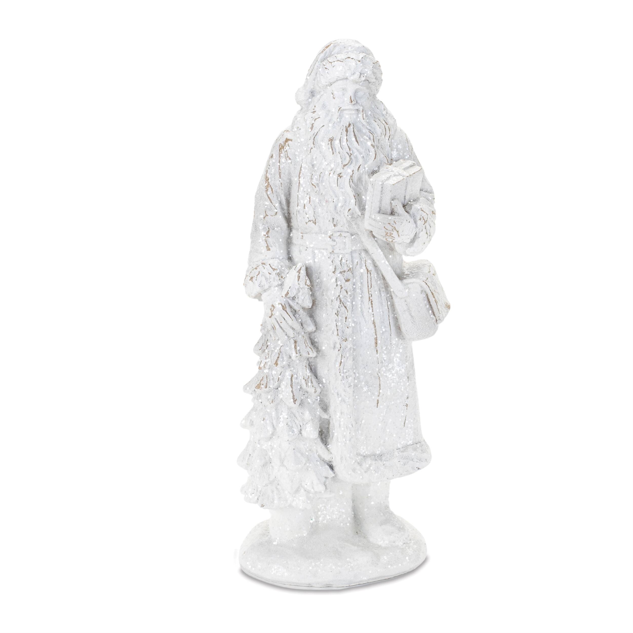 BreeBe - Glittered Santa Figurine (Set of 2) - White