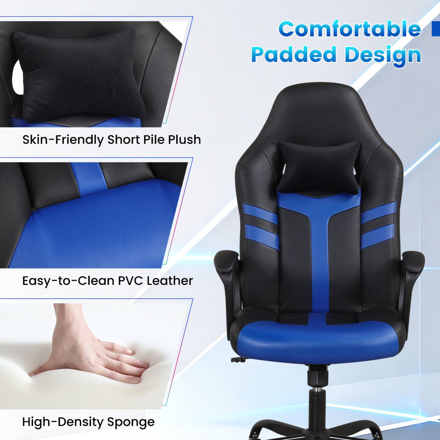 WELLFOR Faux Leather Upholstered Office Chair with Removable Head ...
