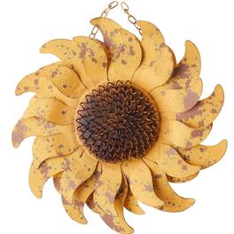 K&K Interiors - Distressed Golden Metal Sunflower Arrow Replacement Sign 10 inch - Arrow Sold Separately - Yellow