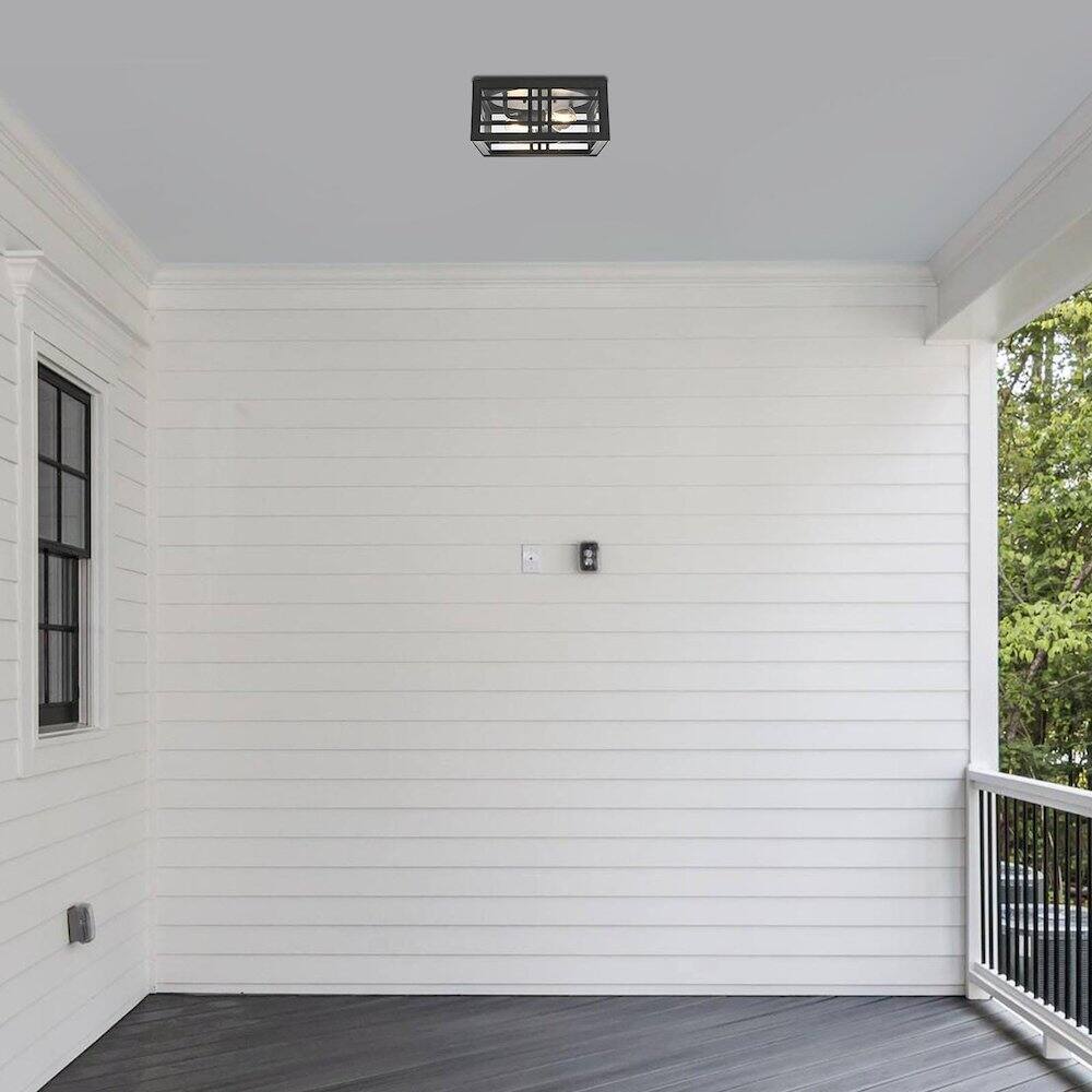 Alt View 4. Elegant Lighting - Harley 11 inch Outdoor Flush Mount Ceiling Light in Black - Black And Clear.