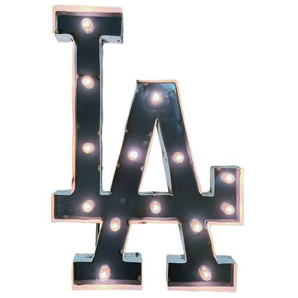 Front. Imperial - Los Angeles Dodgers 24" x 16.5" Lighted Logo Recycled Metal Sign - Multicolor.