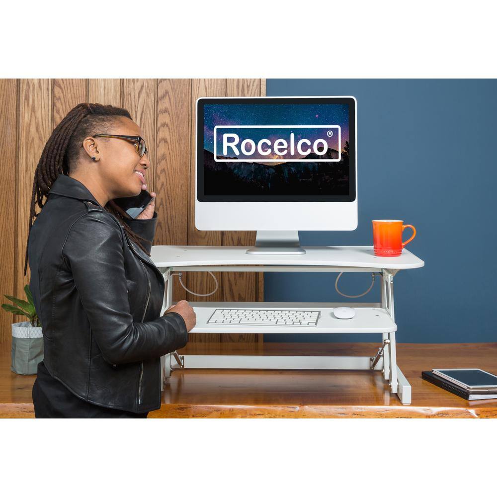 Left. Rocelco - 32" Height Adjustable Standing Desk - White.