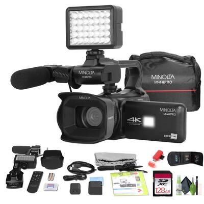 Minolta MN4KPRO UHD 4K60 Camcorder Kit, 128GB SDHC/SDXC UHS I Card Minolta MN4KPRO UHD 4K60 Camcorder Kit, 128GB SDHC/SDXC UHS I Card