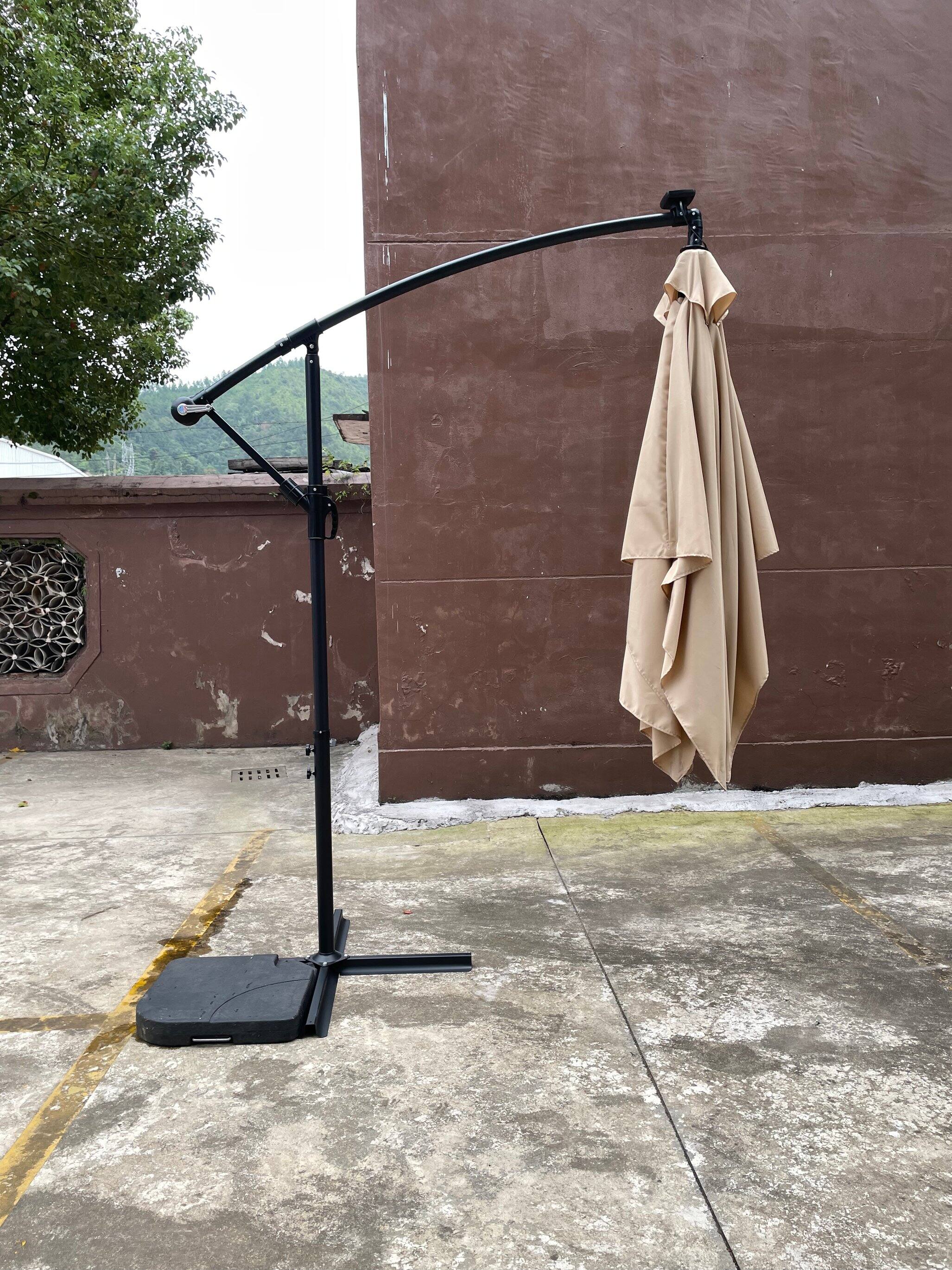 Alt View 7. Loheer - Loheer Rectangular Patio Umbrella Solar Lighted Outdoor Sun Shade with Crank Lift and Cross Base for Deck.