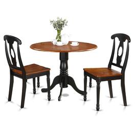East West Furniture - 3 Pc small Kitchen Table set- small Table and 2 Dining Chairs - Black & Cherry
