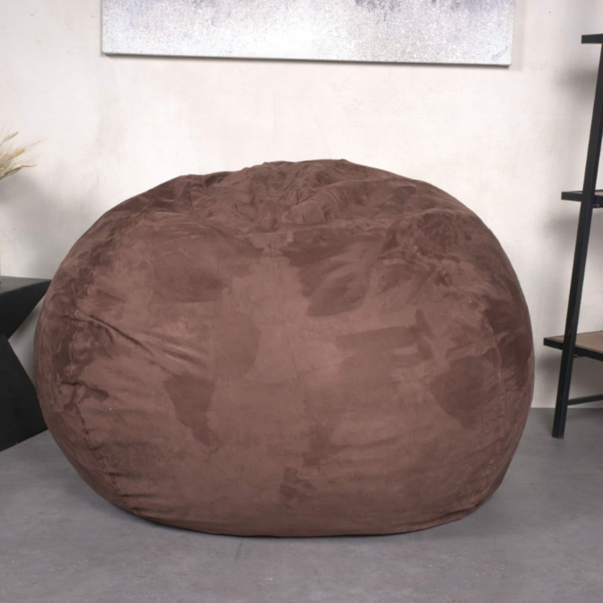 GOODSILO - Spacious High-Density Shredded Foam Bean Bag Chair with Removable Soft Cover for Ultimate Relaxation - Brown