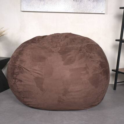 Front. GOODSILO - Spacious High-Density Shredded Foam Bean Bag Chair with Removable Soft Cover for Ultimate Relaxation - Brown.