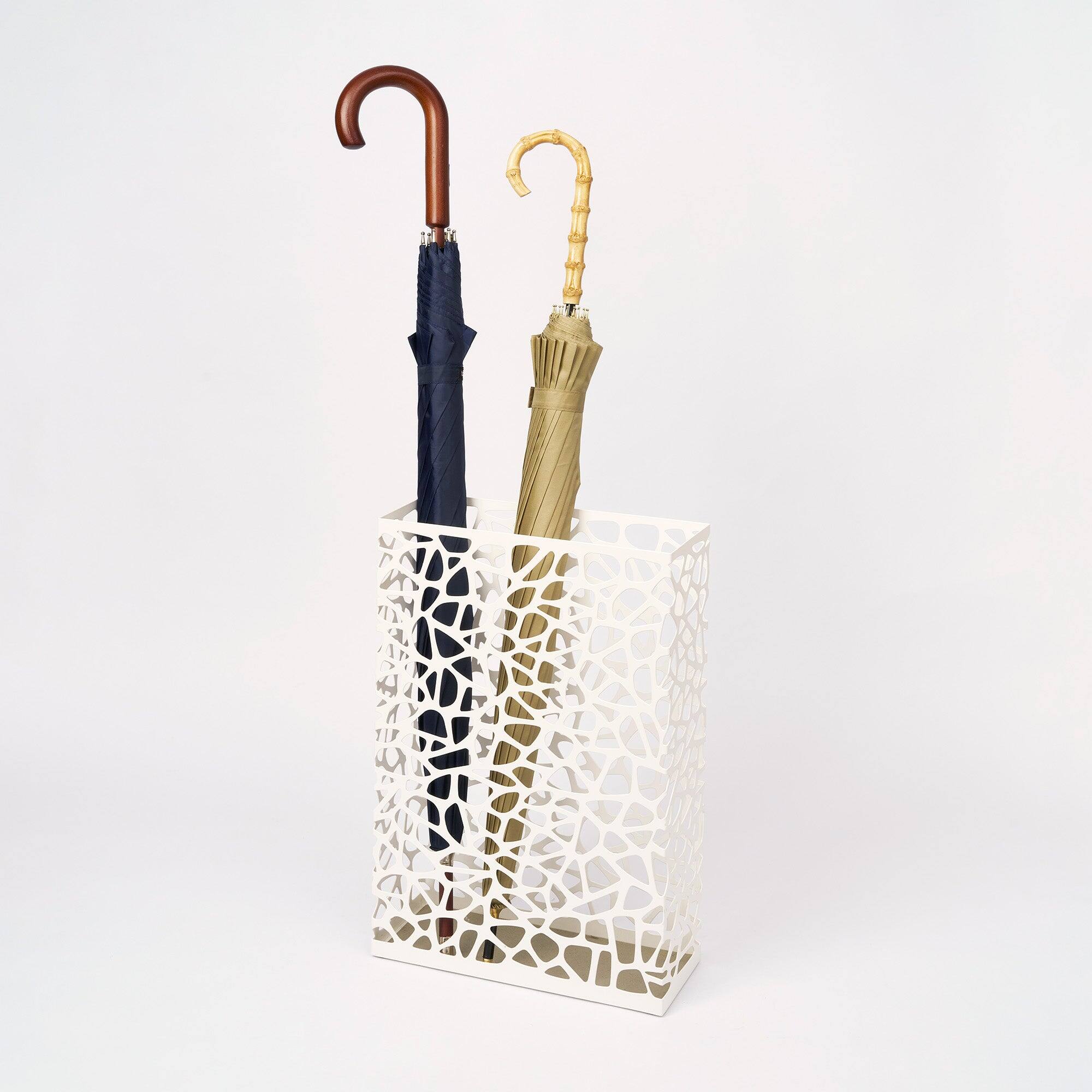 Left. Yamazaki Home - Umbrella Stand - Rectangle - Steel - White.