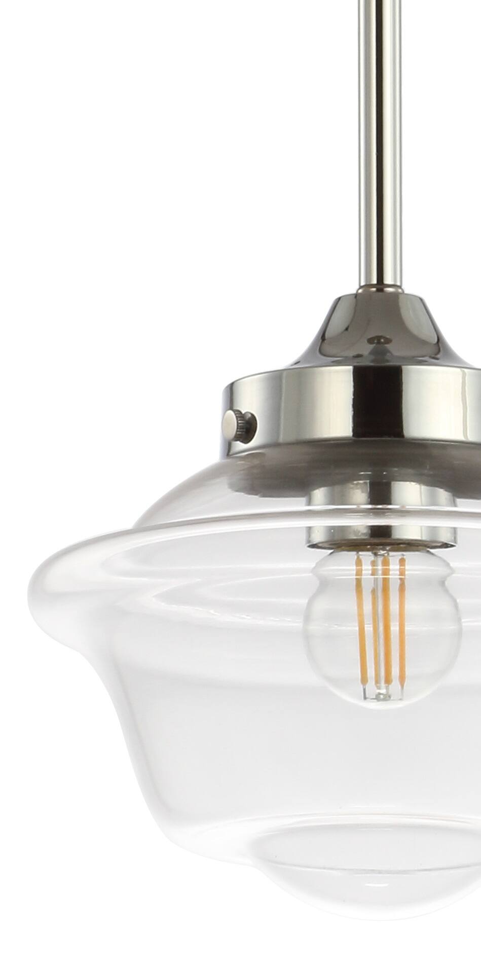 Alt View 4. Jonathan Y - Kurtz 7.25" Adjustable Drop Metal/Glass LED Pendant, Chrome - Chrome.