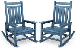 SERWALL - Outdoor Rocking Chair Set of 2, HDPE Rocker for Adults - Blue
