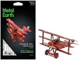 Metal Earth - Model Kit Fokker Dr.I Triplane Fighter Aircraft Baron German Air Force (Moderate Difficulty) Steel Model - Red