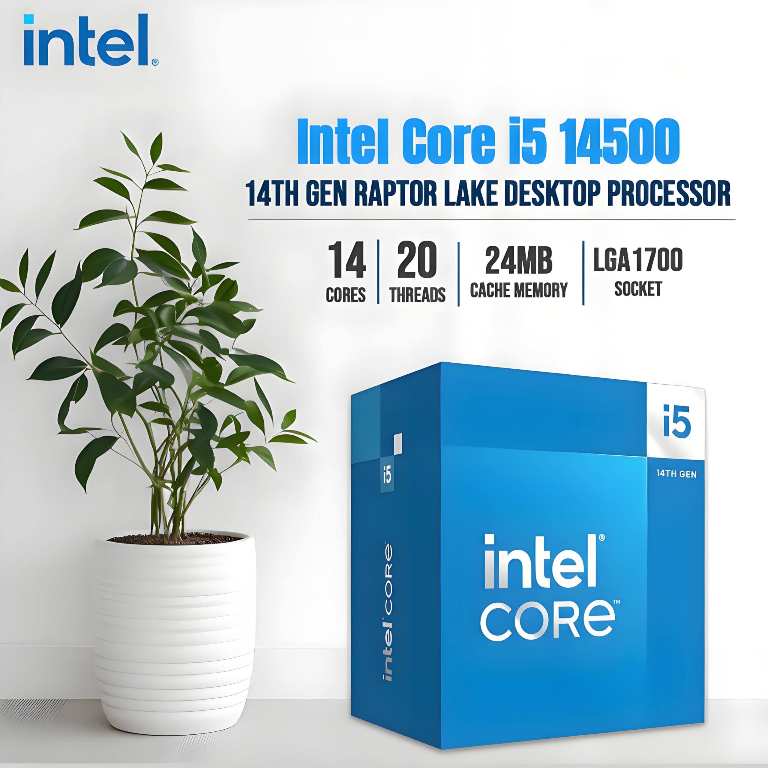 Intel Core i5 14500  
14th Gen Raptor Lake Desktop Processor  
14 Cores | 20 Threads | 24MB Cache Memory | LGA1700 Socket