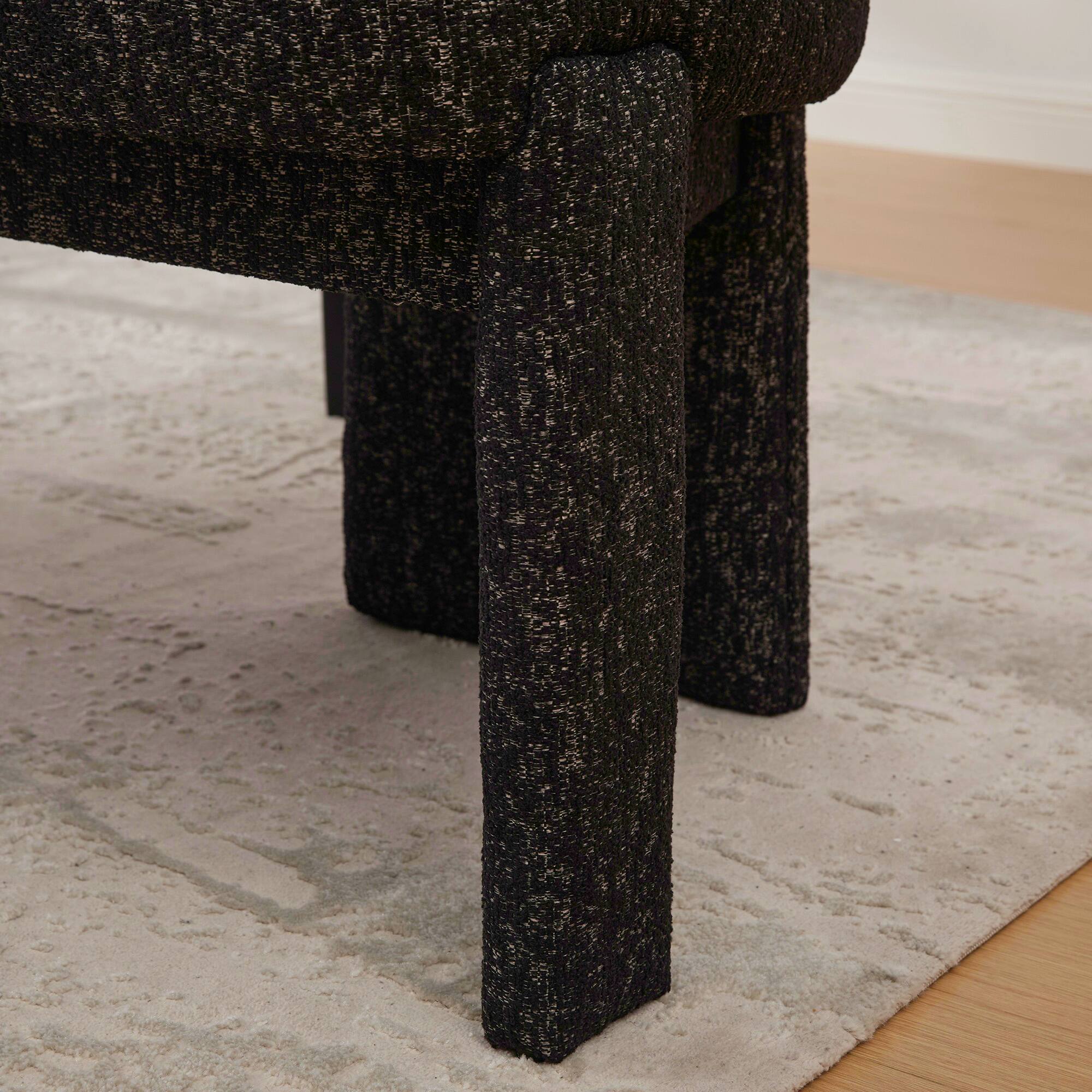 Alt View 6. Lirago - 22 Inch Modern Upholstered Chenille Dining Chairs Set of 2 Armless Curved Back Rubberwood Legs - Black+Grey.