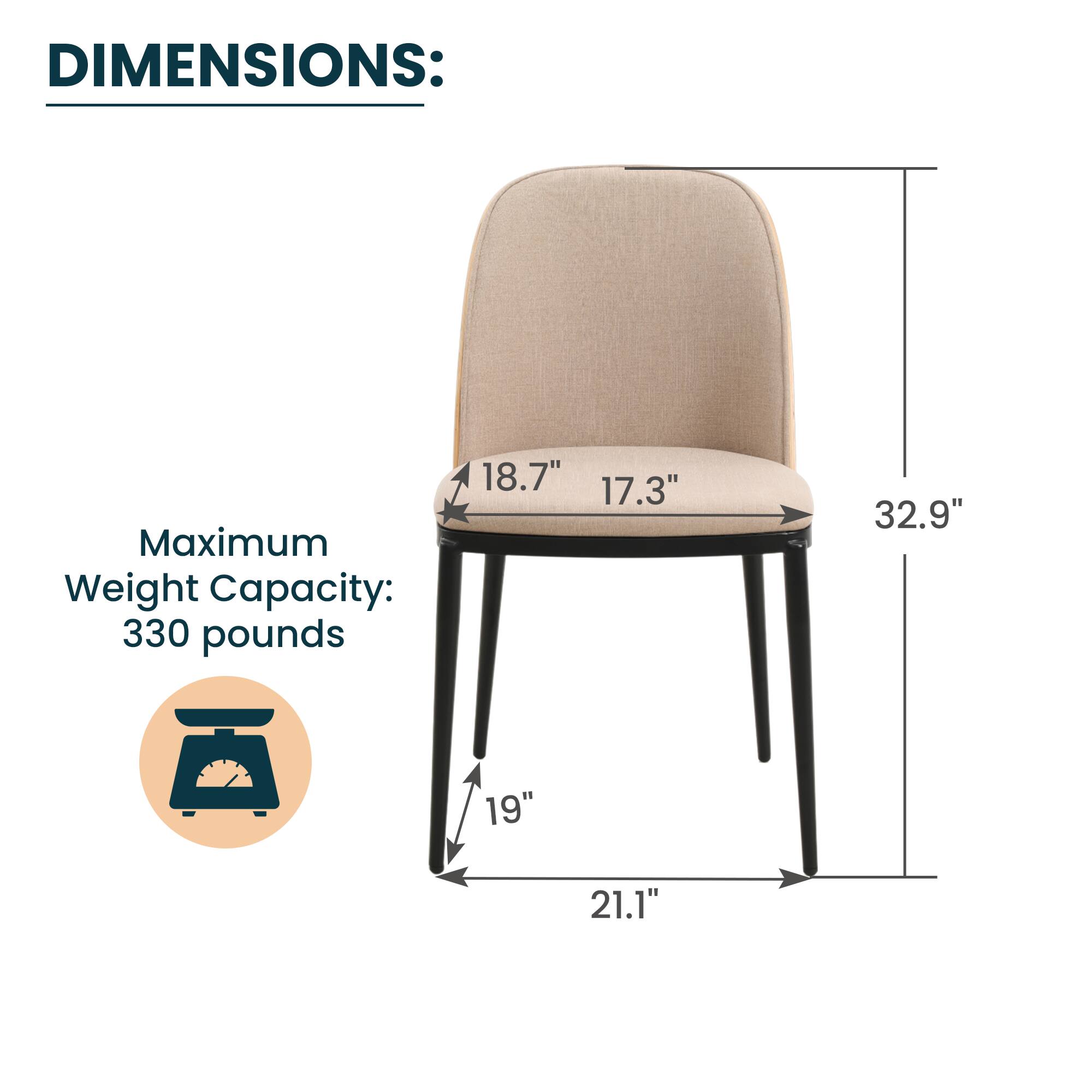 DIMENSIONS:  
Maximum Weight Capacity: 330 pounds  
18.7" x 17.3" x 32.9" x 19" x 21.1"