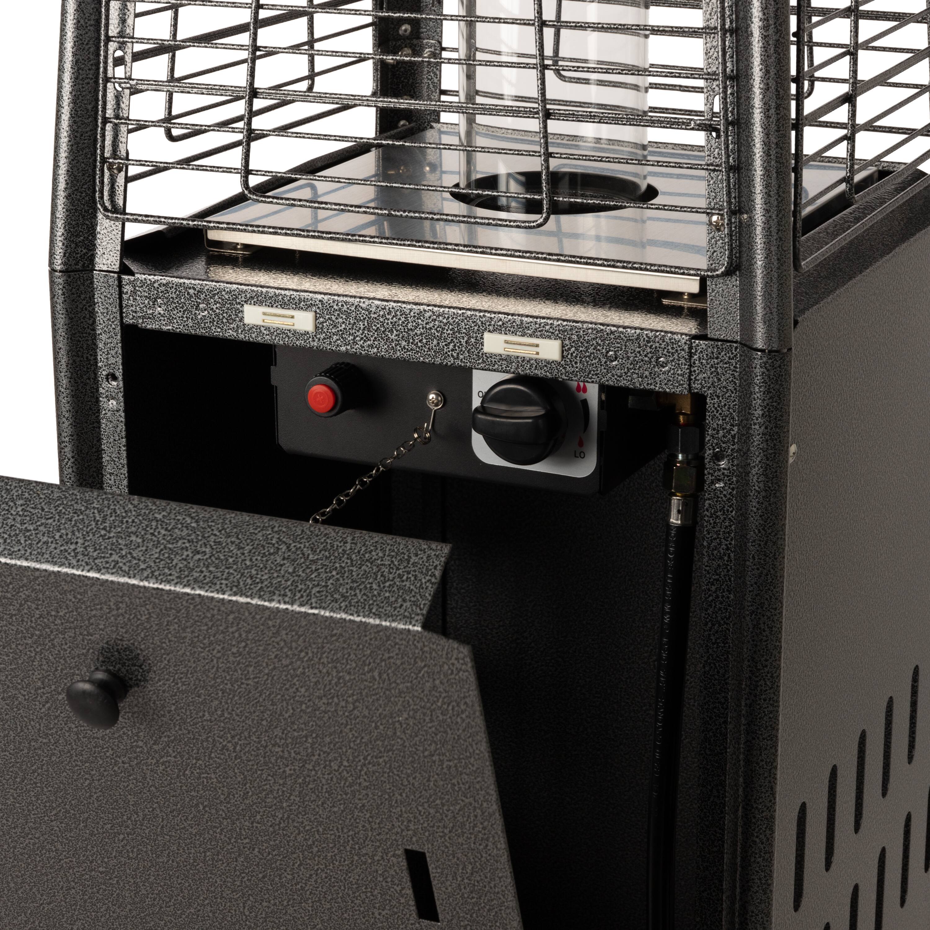 Angle. Fire Sense - Hammered Square Pyramid Flame Patio Heater - Platinum.