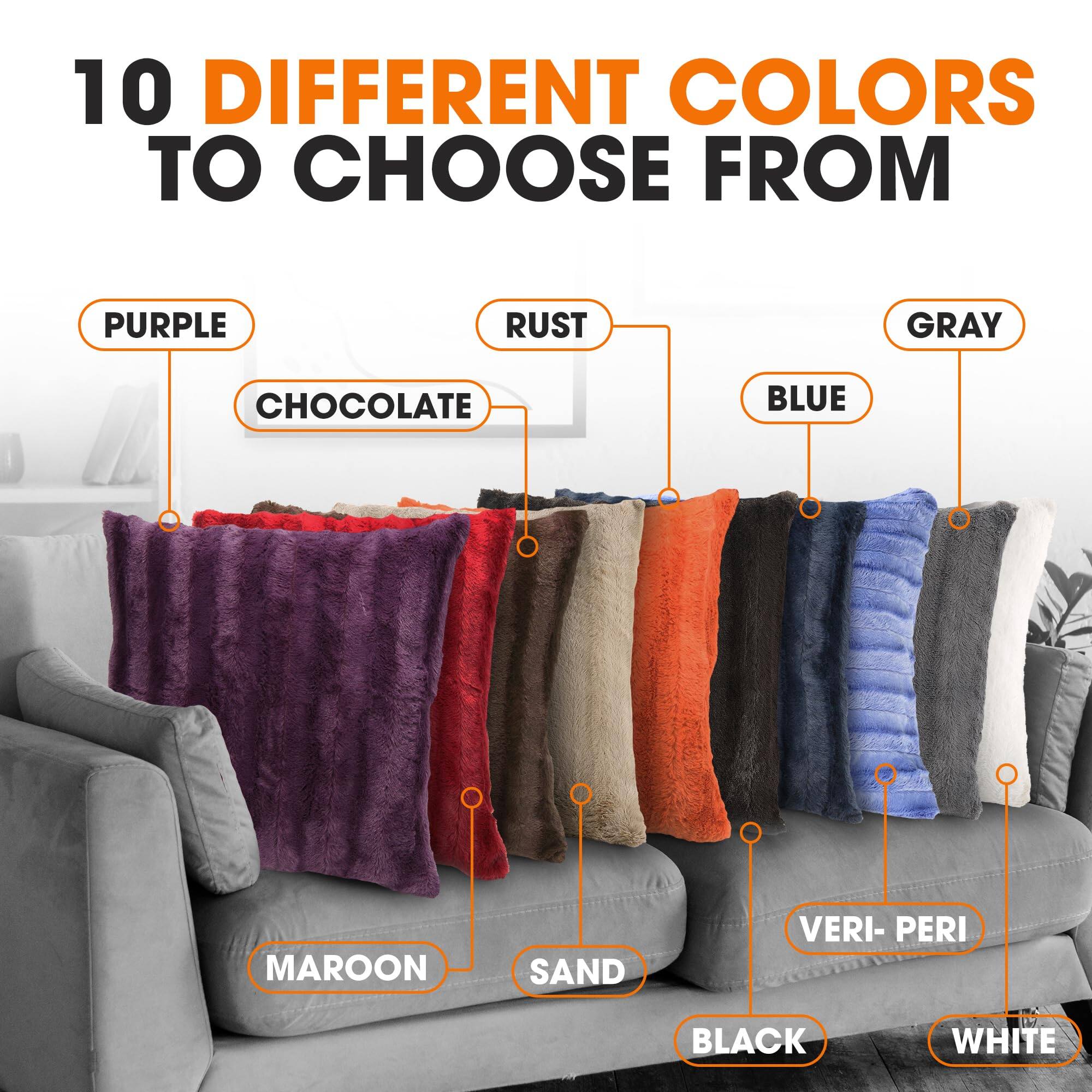 10 DIFFERENT COLORS TO CHOOSE FROM

- PURPLE
- RUST
- GRAY
- CHOCOLATE
- BLUE
- MAROON
- SAND
- VERI-PERI
- BLACK
- WHITE