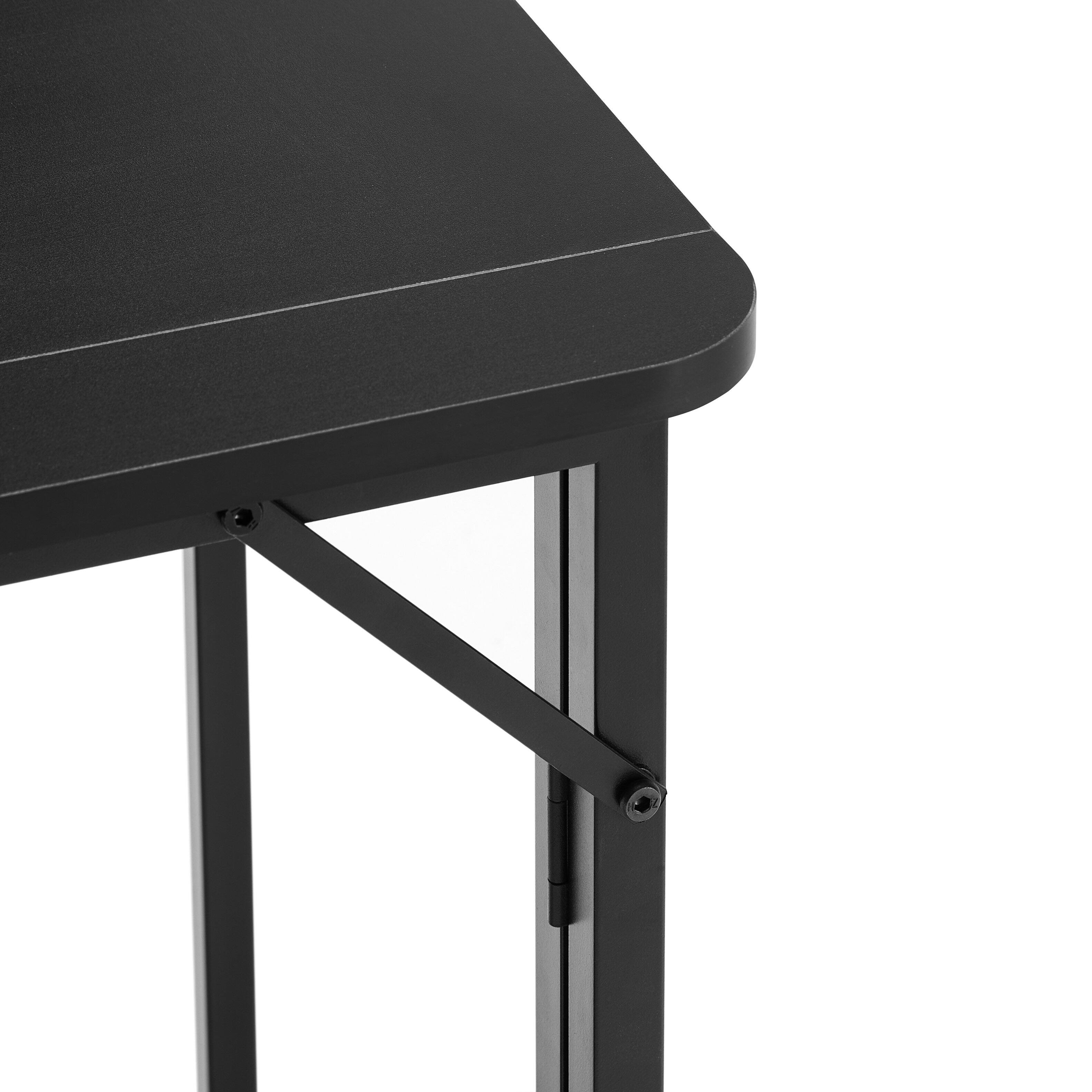 Alt View 1. PexFix - 31.5" Small Folding Desk, Space-Saving Computer Table with Wheels for Home Office & Bedroom - Black.