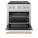 Angle. ZLINE - 30 in. Wide 4 Burner Autograph 4.2 cu. ft. Freestanding Paramount Gas DuoPro Range with Champagne Bronze Accents - Black Matte.