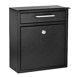 AdirOffice - Steel Ultimate Locking Wall Mounted Drop Box Interoffice Mailbox, Medium, (631-05-BLK-PKG) - Black