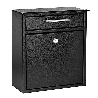 Front. AdirOffice - AdirOffice Steel Ultimate Locking Wall Mounted Drop Box Interoffice Mailbox, Medium, Black (631-05-BLK-PKG) - Black.