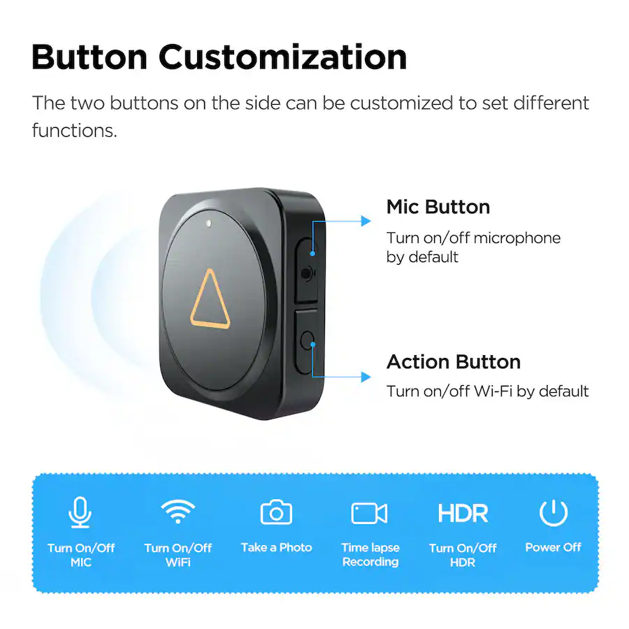 Remote Control Date VIOFO BTR200 Wireless Bluetooth Remote Control with Event Locking, MIC ...