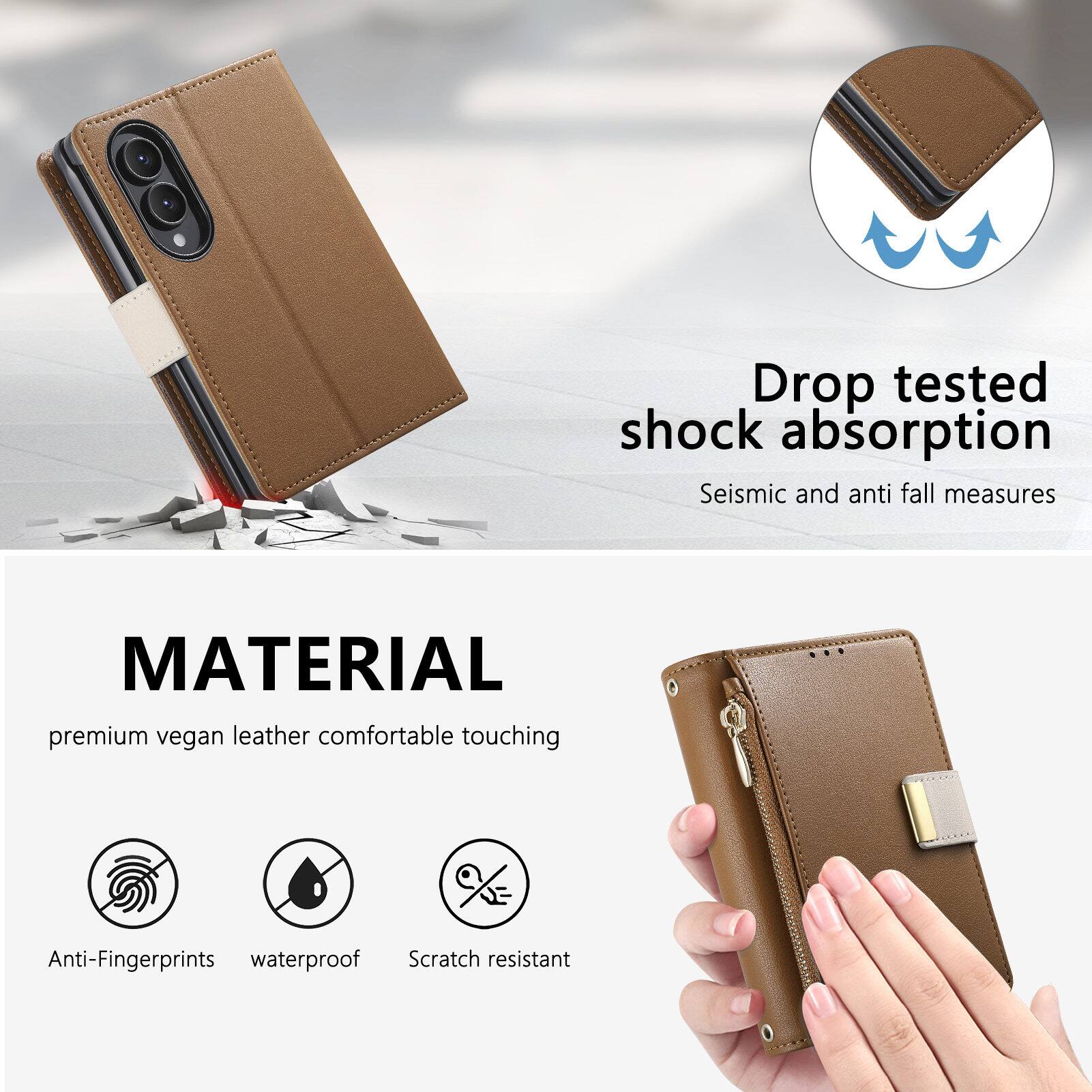 Drop tested shock absorption  
Seismic and anti fall measures  

MATERIAL  
premium vegan leather comfortable touching  

Anti-Fingerprints  
waterproof  
Scratch resistant