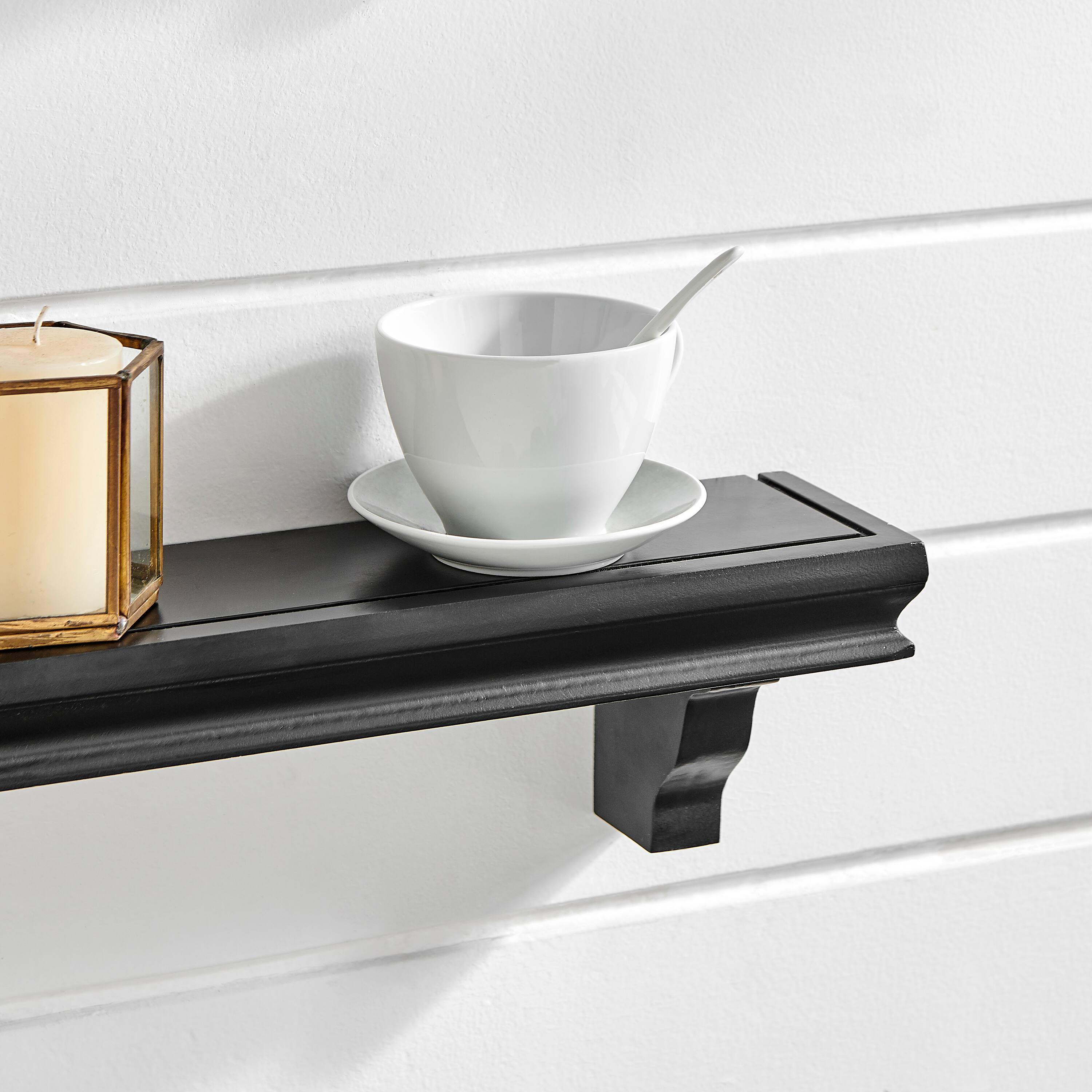 Alt View 1. Danya B - 24" Wall Display Ledge Shelves – (Set of 2) - Black - Black.