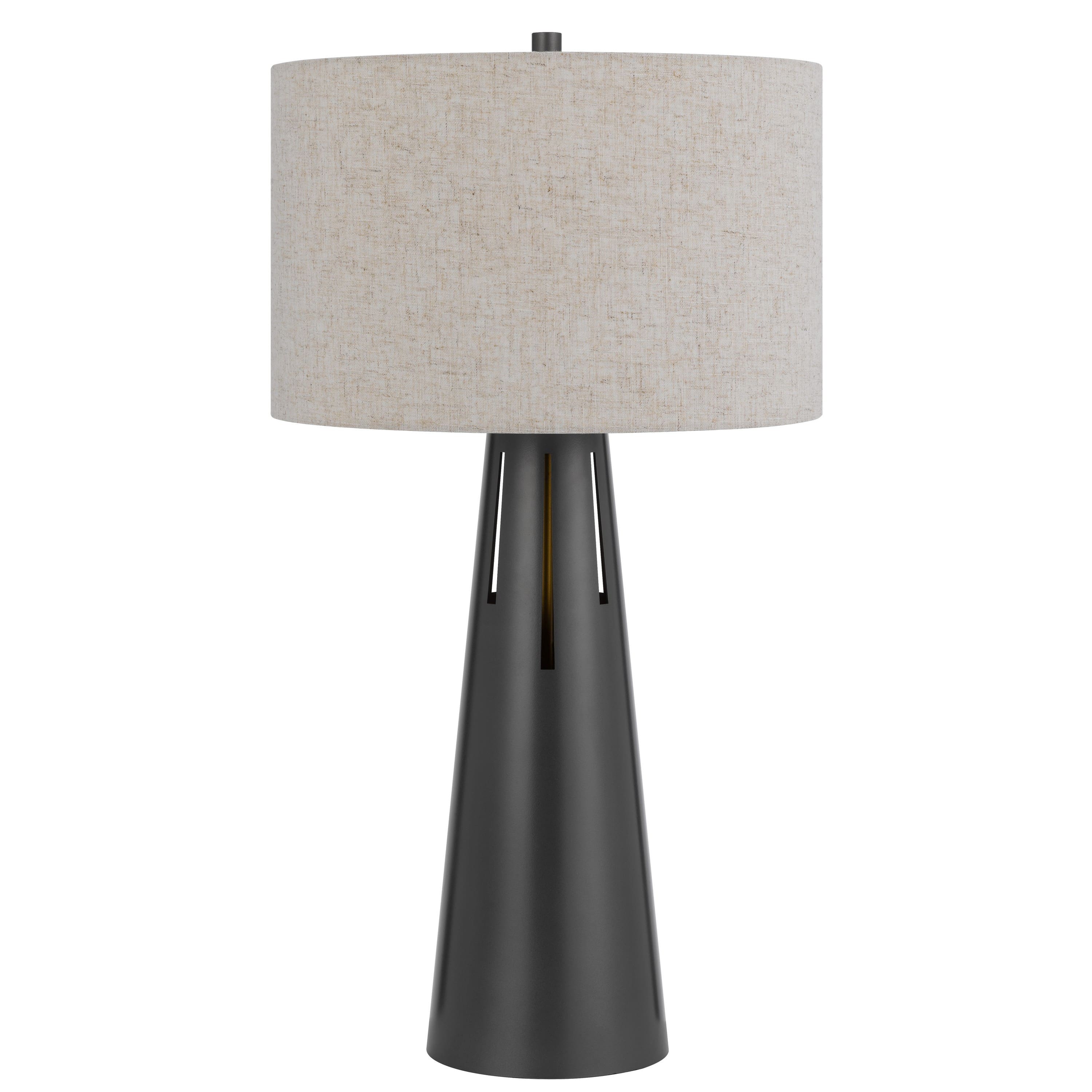Manhattan Lane - Tiy 30 Inch Table Lamp, Hardback Drum Shade, Iron Cone Base - Gray, Off White