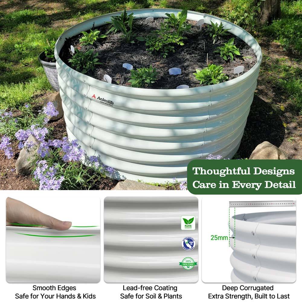 Anleolife  
Thoughtful Designs  
Care in Every Detail  

25mm  
100% Smooth Edges  
Safe for Your Hands & Kids  
Lead-free Coating  
Safe for Soil & Plants  
Deep Corrugated  
Extra Strength, Built to Last