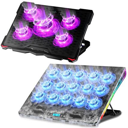 Front. HongFei - S035 Purple Laptop Cooler and Gaming Laptop Cooling Stand AA2 Set - Black.