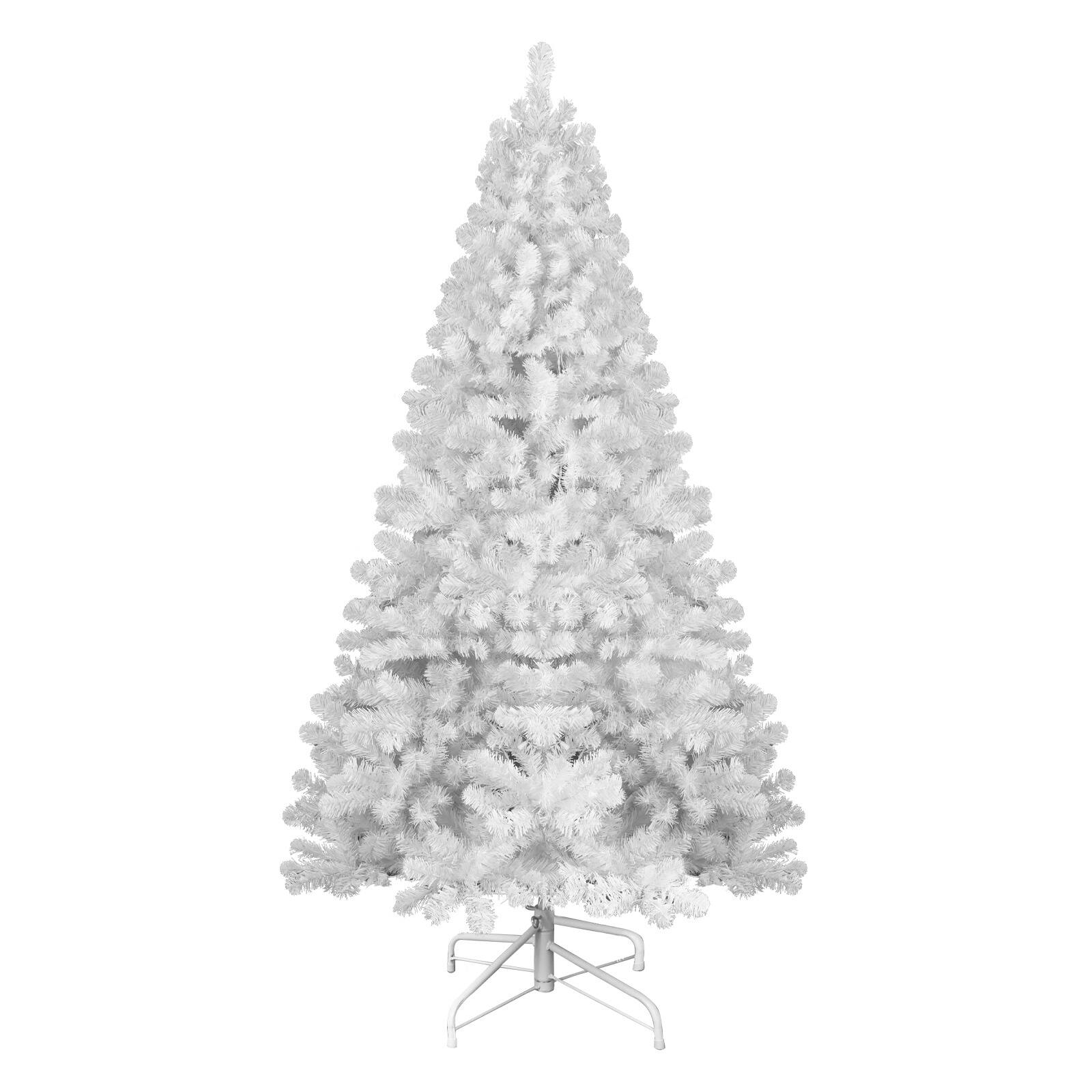 Spaco - 5ft Christmas Tree with PVC Mixed Branches and Green Hinged Base - White