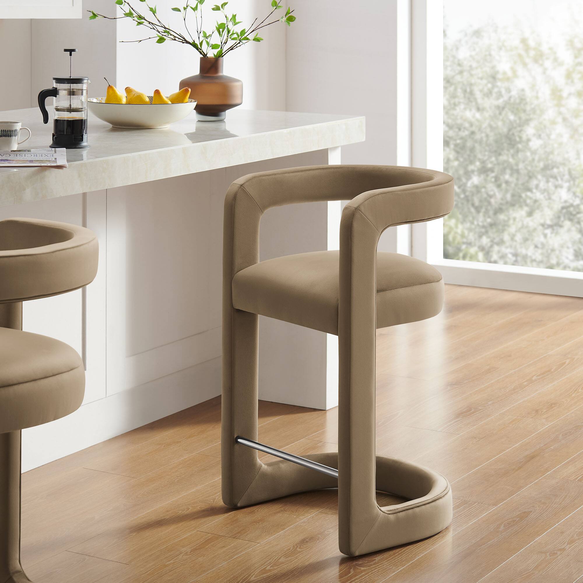 Alt View 4. Modway - Winslow Performance Velvet Counter Stool - Gray.