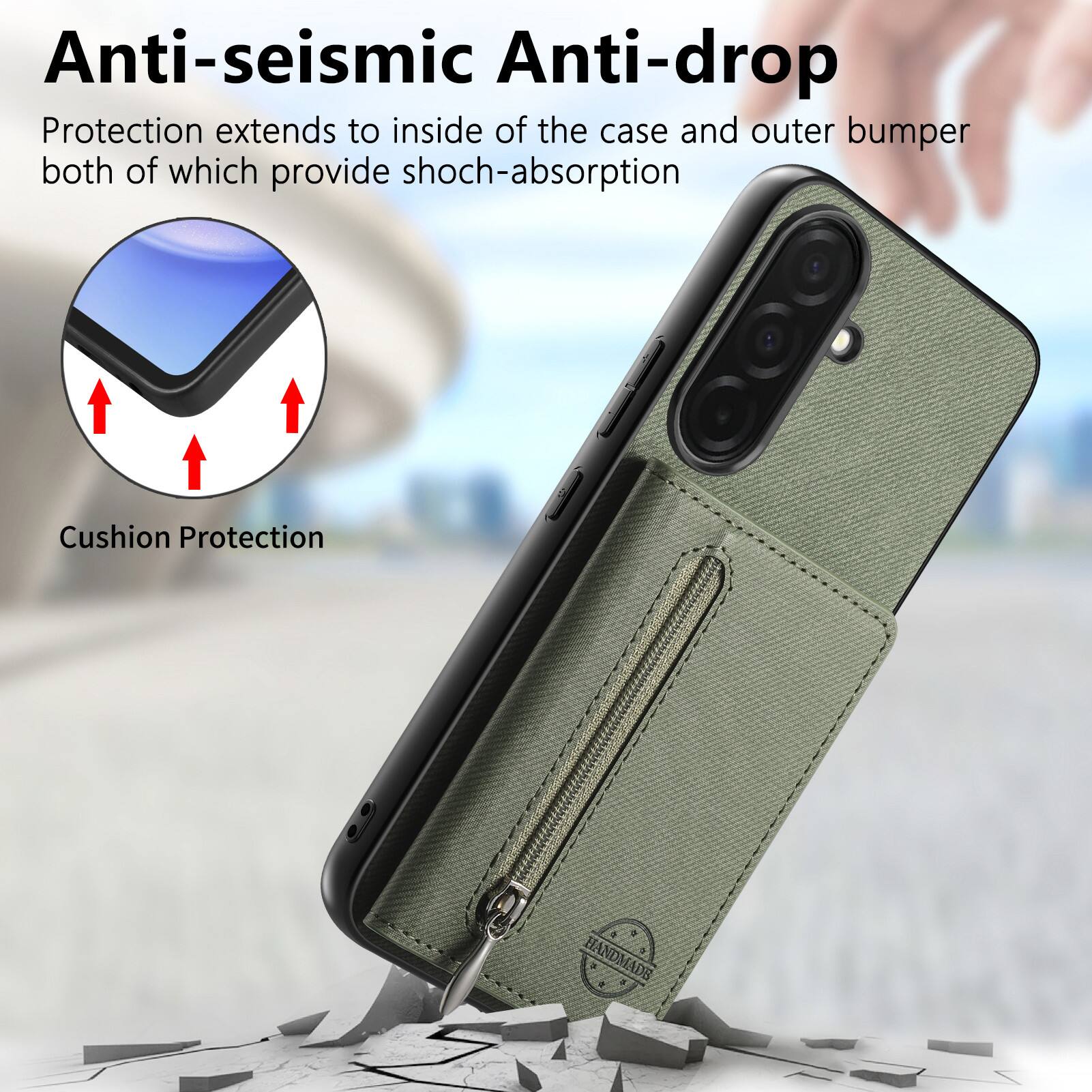 Anti-seismic Anti-drop Protection extends to inside of the case and outer bumper both of which provide shock-absorption Cushion Protection